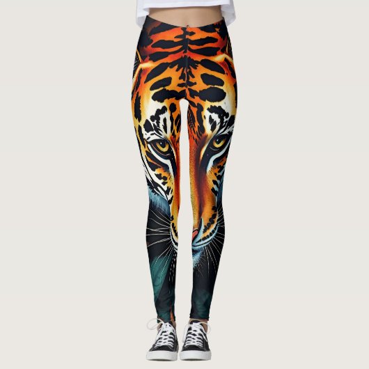 Leggings “Tiger of Mine” – Colourful Tiger Portrait (Devant)