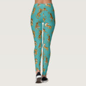 Leggings Tiger sur Motif Turquoise (Dos)
