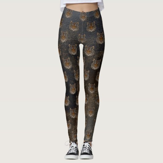 Leggings Tiger tête, look cuir (Devant)