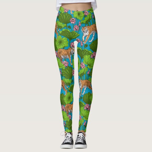 Leggings Tigers in the pink lotus pond (Devant)