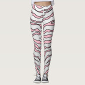 Leggings Tiges Animales Blanches Et Roses (Devant)
