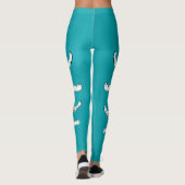 Leggings Tigre blanc et noir sur Turquoise, bleu turquoise (Dos)