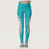 Leggings Tigre blanc et noir sur Turquoise, bleu turquoise (Devant)