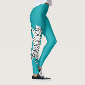 Leggings Tigre blanc et noir sur Turquoise, bleu turquoise (Droite)
