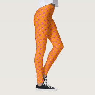 Leggings Tigre rose chaud sur Motif orange gras