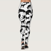 Leggings Timbre de chien noir et blanc monochrome motif (Dos)