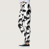 Leggings Timbre de chien noir et blanc monochrome motif (Gauche)
