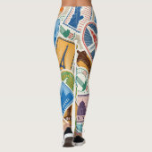 Leggings Timbres de passeport super mignons et colorés (Dos)