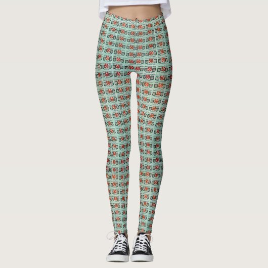 Leggings Timbres verts rétros (Devant)