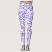 Leggings Tiny cute white blue pink floral pattern (Devant)