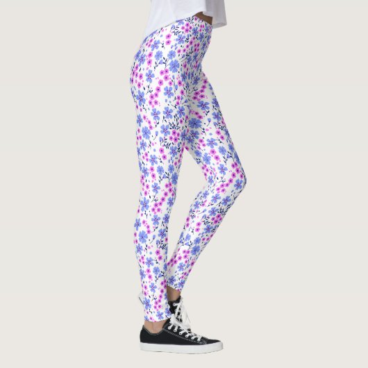 Leggings Tiny cute white blue pink floral pattern (Droite)