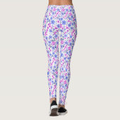 Leggings Tiny cute white blue pink floral pattern (Dos)