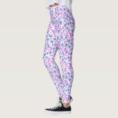 Leggings Tiny cute white blue pink floral pattern (Gauche)