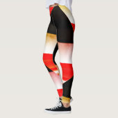 Leggings tirage abstrait MODERNE en noir-blanc-rouge-jaune (Gauche)
