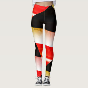 Leggings tirage abstrait MODERNE en noir-blanc-rouge-jaune