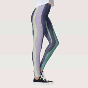 Leggings Tirures ondulées turquoise et violette