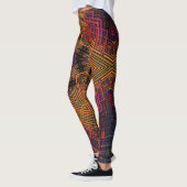 Leggings Tisser Mandala jaune orange et violet (Gauche)