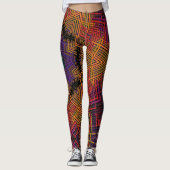 Leggings Tisser Mandala jaune orange et violet (Devant)
