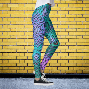 Leggings Tisser Mandala rose et bleu
