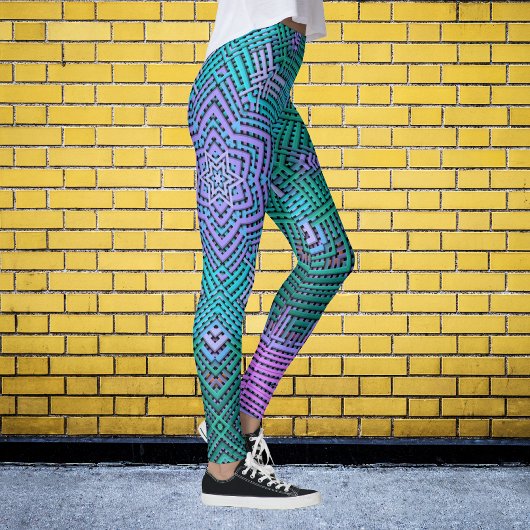 Leggings Tisser Mandala rose et bleu