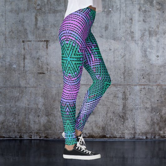 Leggings Tisser Mandala rose et bleu
