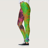 Leggings Tisser Mandala vert orange et rose (Gauche)