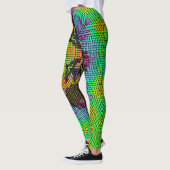 Leggings Tisser Mandala vert orange et violet (Gauche)