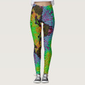 Leggings Tisser Mandala vert orange et violet (Devant)