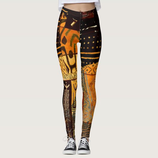 Leggings Tissu africain antique (Devant)