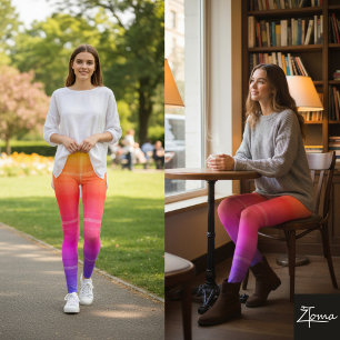 Leggings Tissu Moderne Tartan Plaid Néon Dégradé