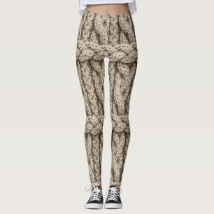 Leggings Tissu Tricoté Fil Tressé – Beige Chaud (4)