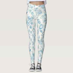 Leggings Toile de jouy Chinoiseries Fleurs de Pivoine Flora