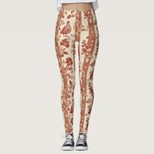Leggings Toile de Jouy Florale Vintage avec Poule (11)