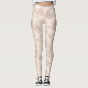 Leggings Toile de Jouy Romantique Rose Campagne (1)