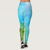 Leggings Toile de perroquet et papillon turquoise (Dos)