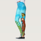 Leggings Toile de perroquet et papillon turquoise (Gauche)
