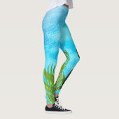 Leggings Toile de perroquet et papillon turquoise (Droite)