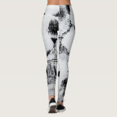 Leggings Toile peinte abstraite noir blanc. (Dos)