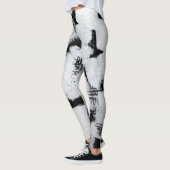 Leggings Toile peinte abstraite noir blanc. (Gauche)