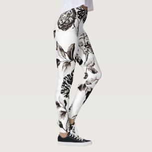 Leggings Toile Vintage noire et blanche antique n° 2