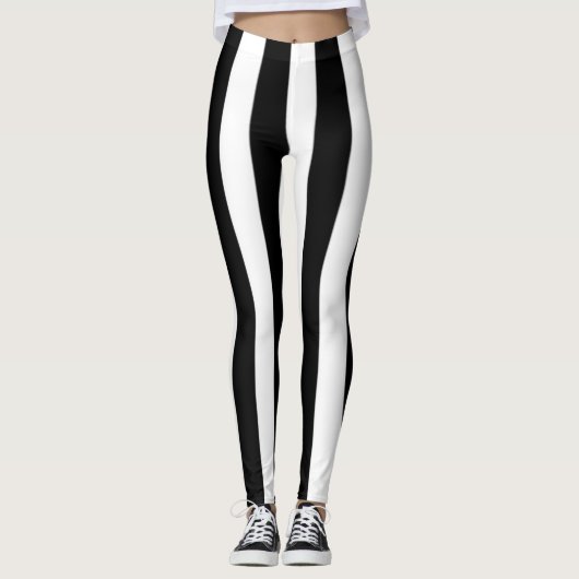 Leggings Tongs à rayures noires et blanches (Devant)