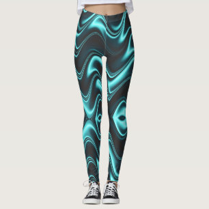 Leggings tons bleu vert mystique et noir
