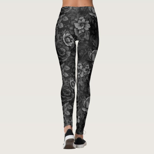Leggings Tons de gris floral (Dos)