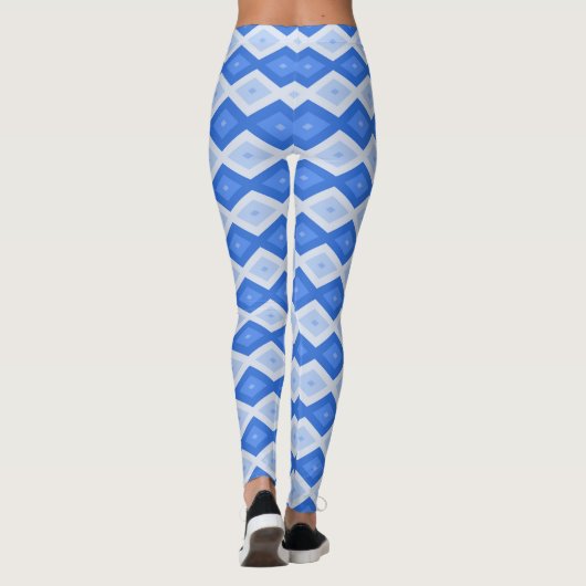 Leggings Tons de motif de diamant bleu (Dos)