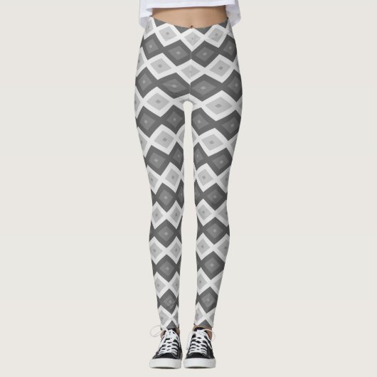 Leggings Tons de motif de diamant gris (Devant)