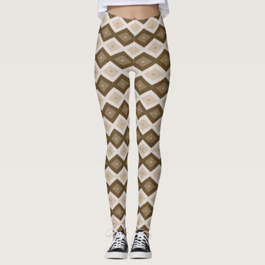 Leggings Tons de motif diamant brun (Devant)