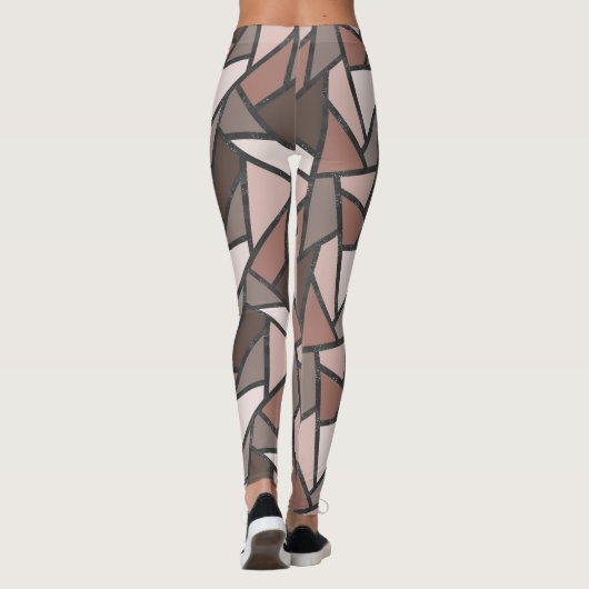Leggings Tons de motif en vitrail marron (Dos)