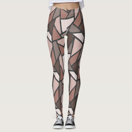 Leggings Tons de motif en vitrail marron (Devant)