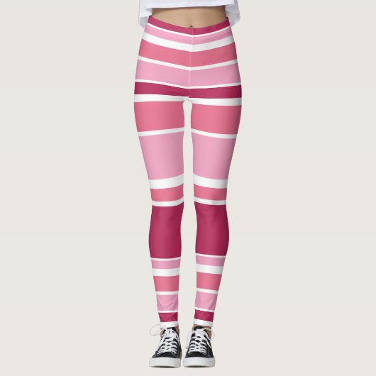 Leggings Tons de rayures roses (Devant)