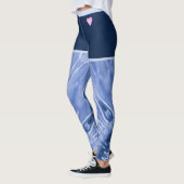 Leggings Tons de teint bleu avec coeur rose (Gauche)